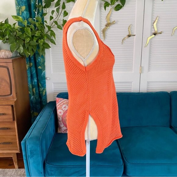 Urban Outfitters | BDG Tybee Mesh Sweater Tank Top Tangerine Orange Swim Cover S - Picture 8 of 13